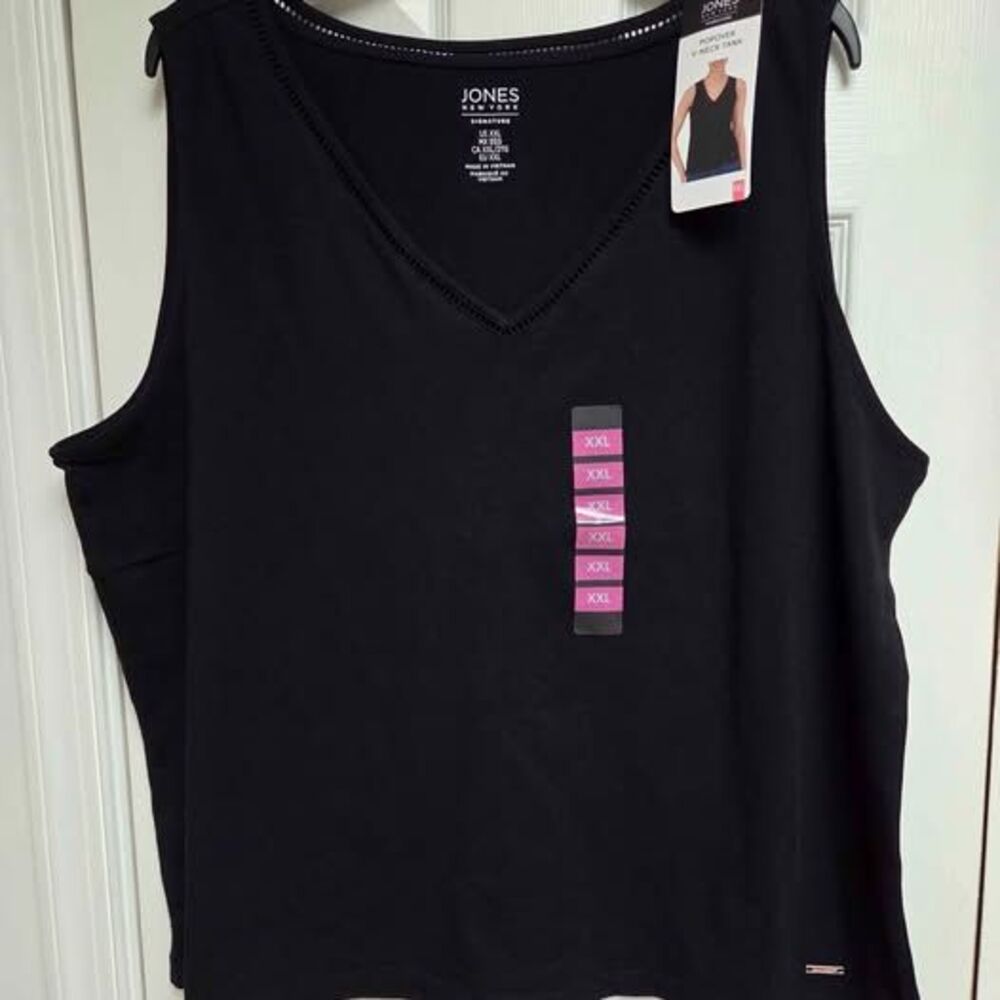Jones New York womens xxl black vneck tank top new